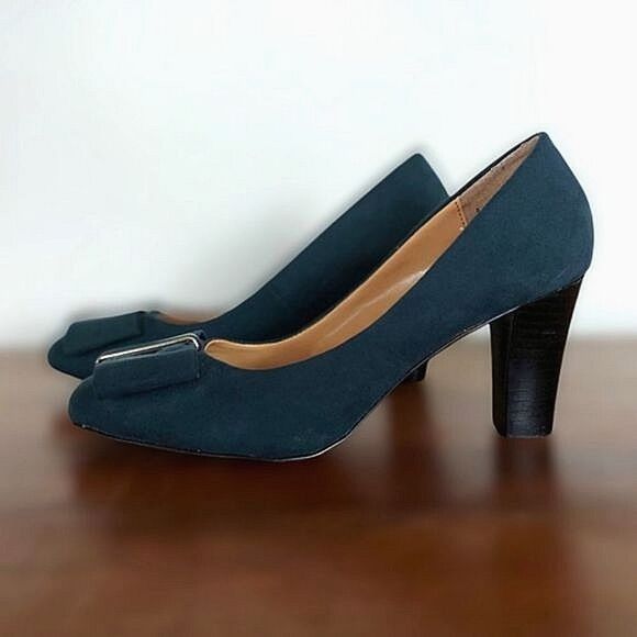 Expression teal faux suede big bow pumps - Picture 8 of 8